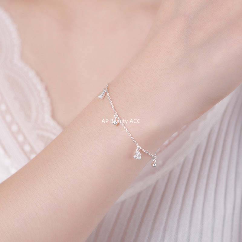 D廠-S999足銀簡約愛心圓珠手鍊精緻甜美疊戴韓風日常通勤手飾批發「YC4225SL_1」25.10-4