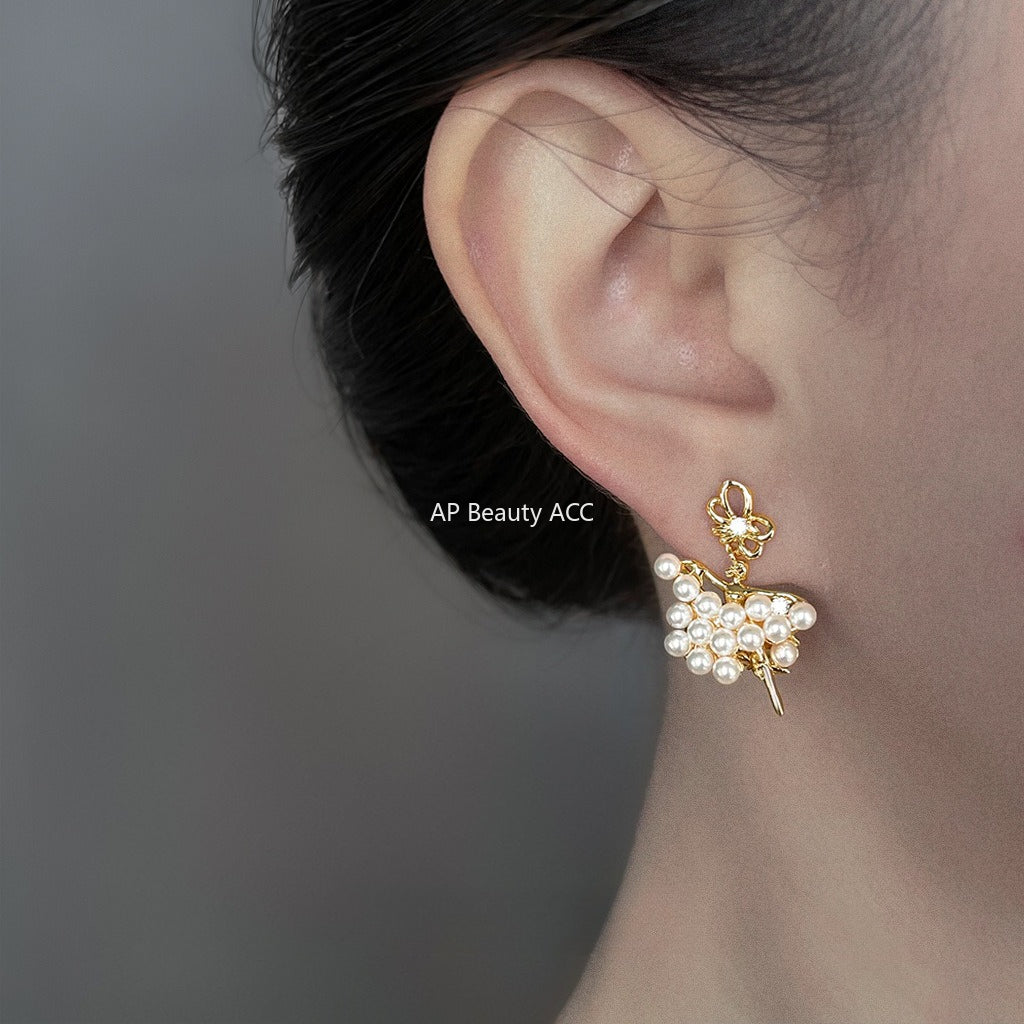 A廠-芭蕾女孩~原創設計優雅氣質唯美小眾新款清新甜美小香風耳飾 耳環「6848」25.10-3