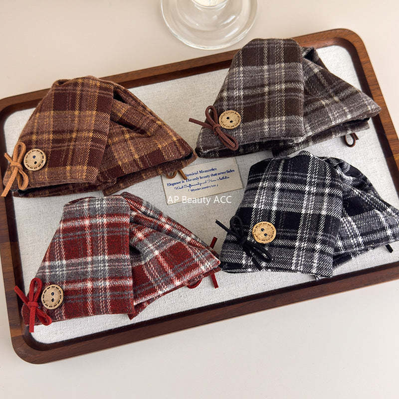 E廠-韓系ins蝴蝶結格紋抓夾女2025新款大號復古髮夾後腦勺盤髮鯊魚夾「27613」25.10-5