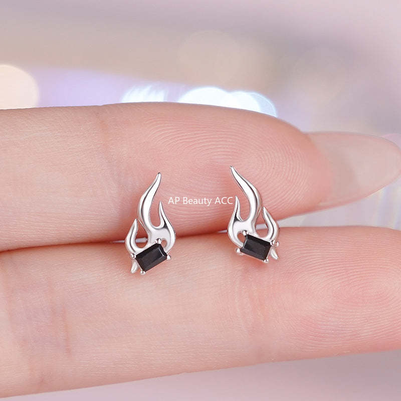 D廠-S925純銀精緻火焰耳環女輕奢個性幾何高級感小眾設計感耳飾「YC5154E_1」25.10-5