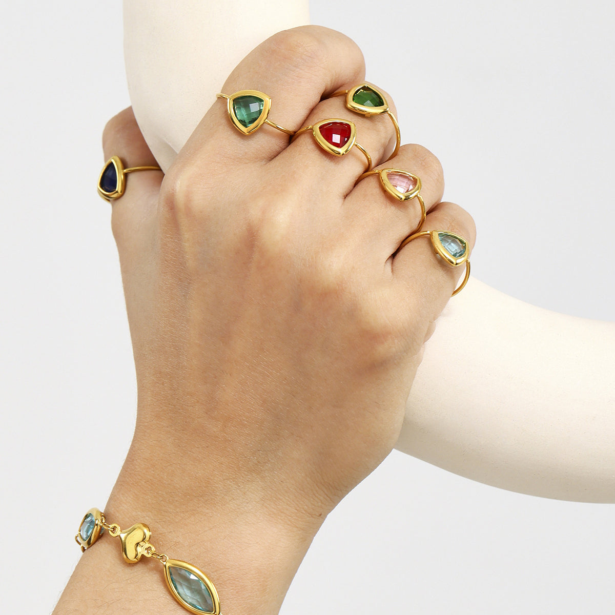 B廠-跨境新款18K金捷克玻璃鋼珠開口戒指不鏽鋼不掉色歐美飾品「TXA265」25.06-3