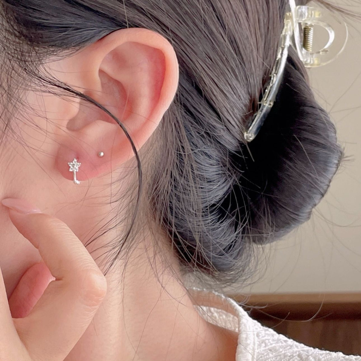 F廠-韓國韓版925純銀鋯石耳扣耳釘女簡約時尚ins小紅書耳環「C1409」25.09-3