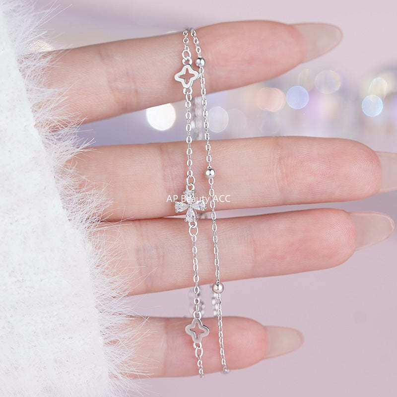 D廠-S925純銀韓系四葉草手鍊女輕奢文藝優雅簡約百搭氣質手飾批發「YC4257SL_2」25.10-4