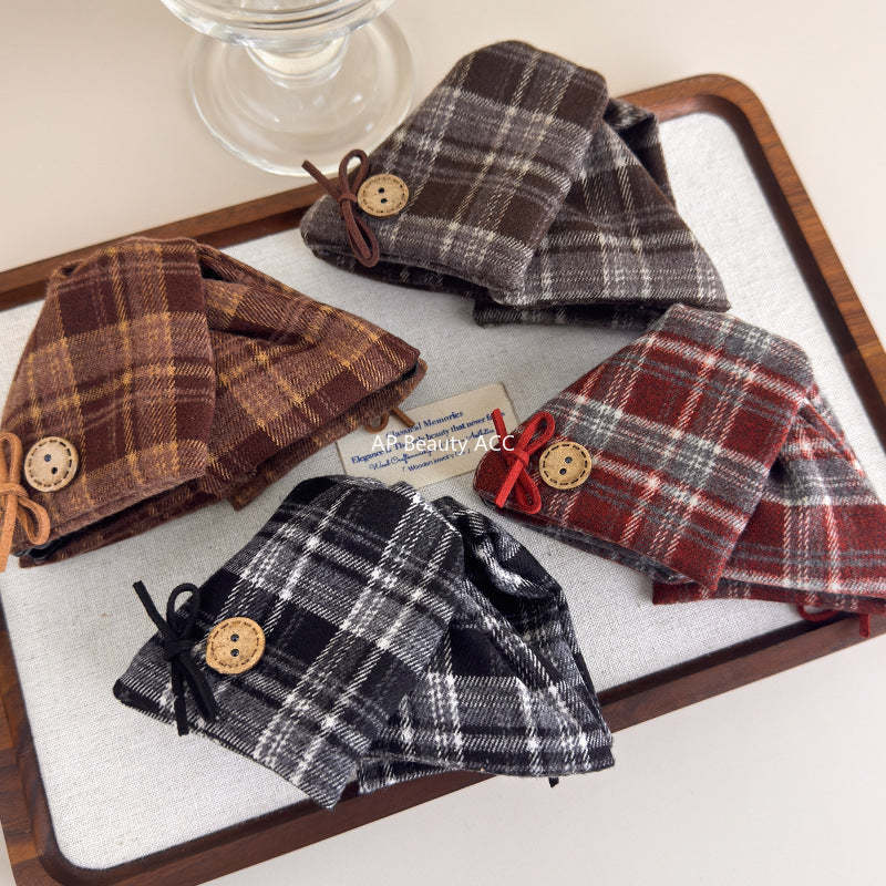 E廠-韓系ins蝴蝶結格紋抓夾女2025新款大號復古髮夾後腦勺盤髮鯊魚夾「27613」25.10-5