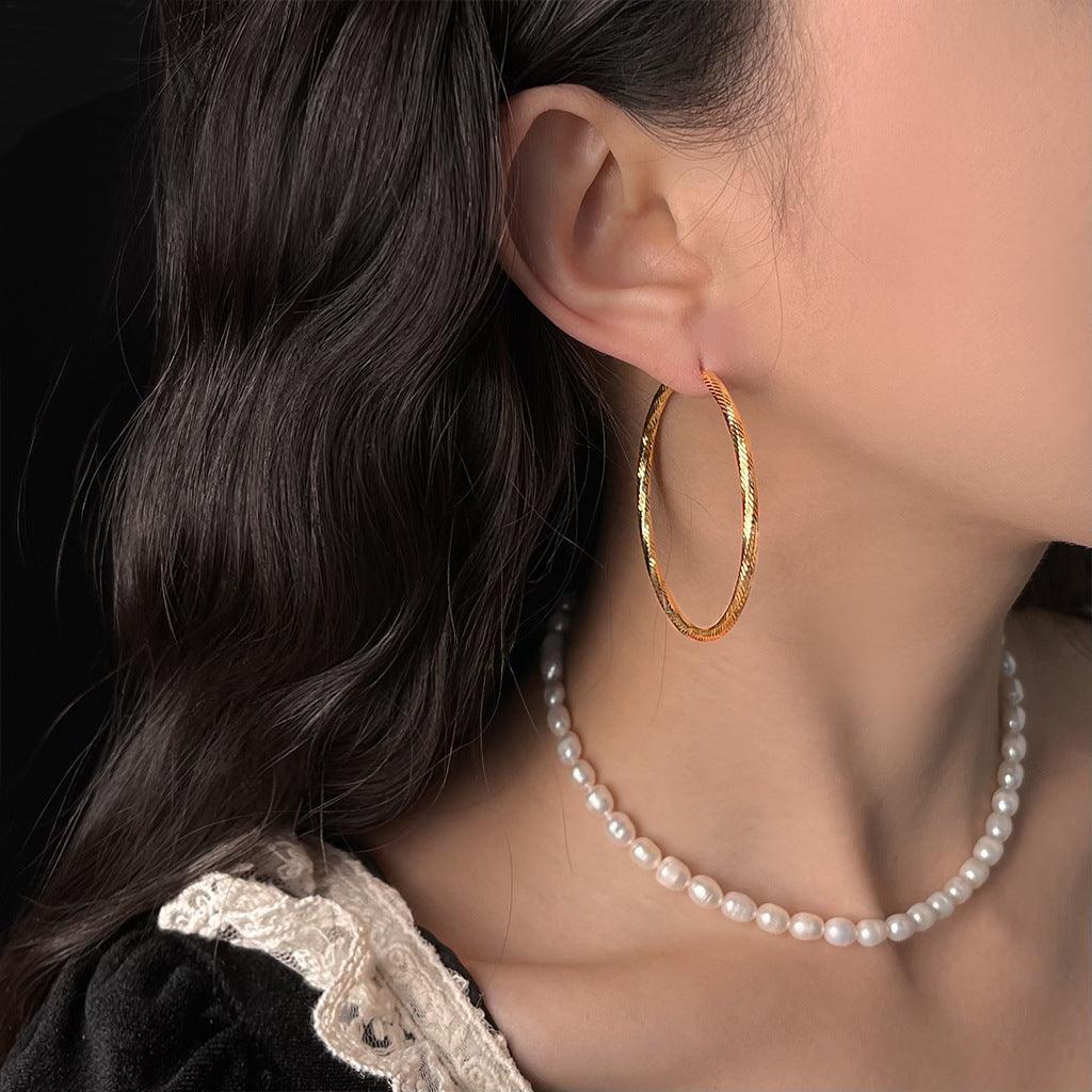 A廠-花紋銀針歐美跨境專供圓圈耳環批發大氣素圈耳圈金屬誇張花紋耳飾耳圈「5725-5730」25.04-2