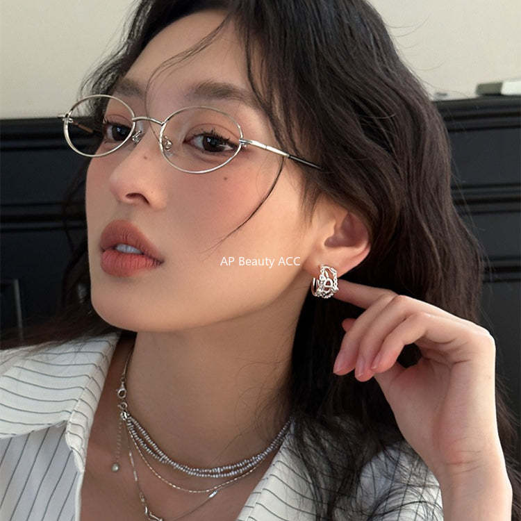 C廠-小眾設計感鏤空豬鼻子耳釘女潮流百搭氣質時尚高級感耳環簡約耳飾「EH-4107」25.10-5