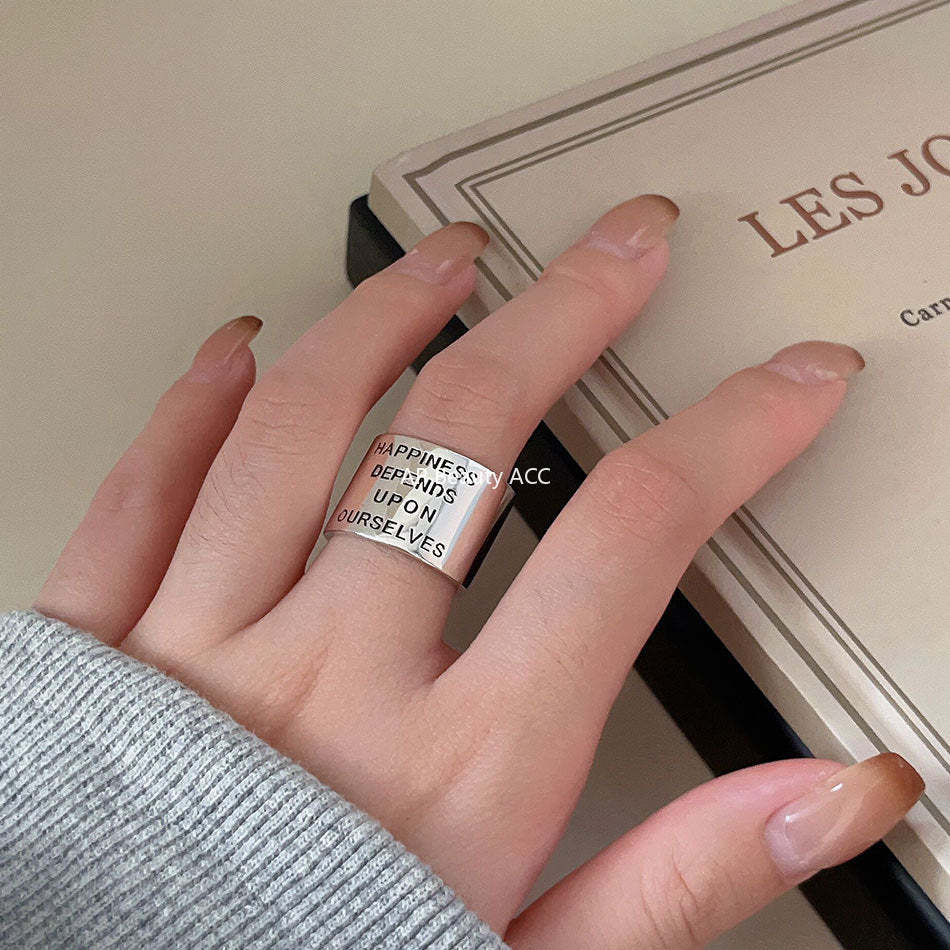 F廠-韓版飾品925純銀復古做舊取悅自我復古寬面戒指指環首飾時尚戒子「J960」25.10-5