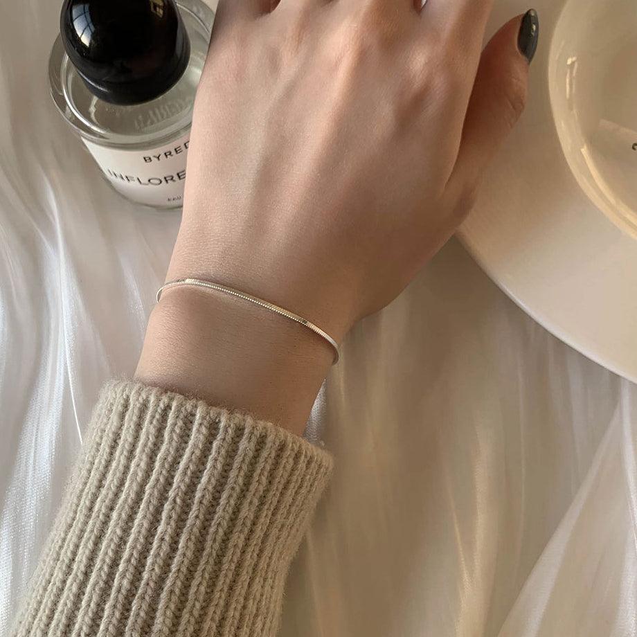 C廠-素鏈925純銀手鍊女ins冷淡風氣質簡約百搭韓國學生個性潮網紅手飾「SL-146」24.12-3