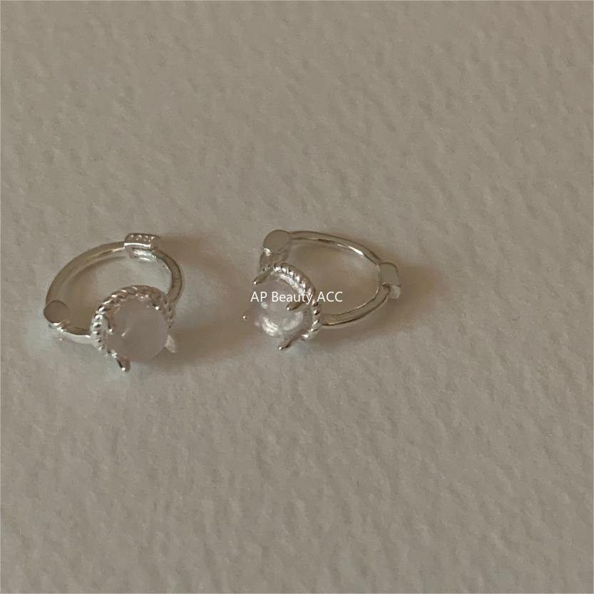 F廠-韓國韓版925純銀貓眼耳環耳扣簡約冷淡風氣質ins風耳飾「C1244」25.10-2