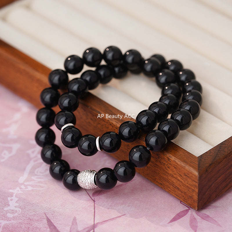 D廠-S999足銀簡約黑曜石手串女幾何氣質獨特時尚文藝送禮手飾批發「YC5148SL_1」25.10-5