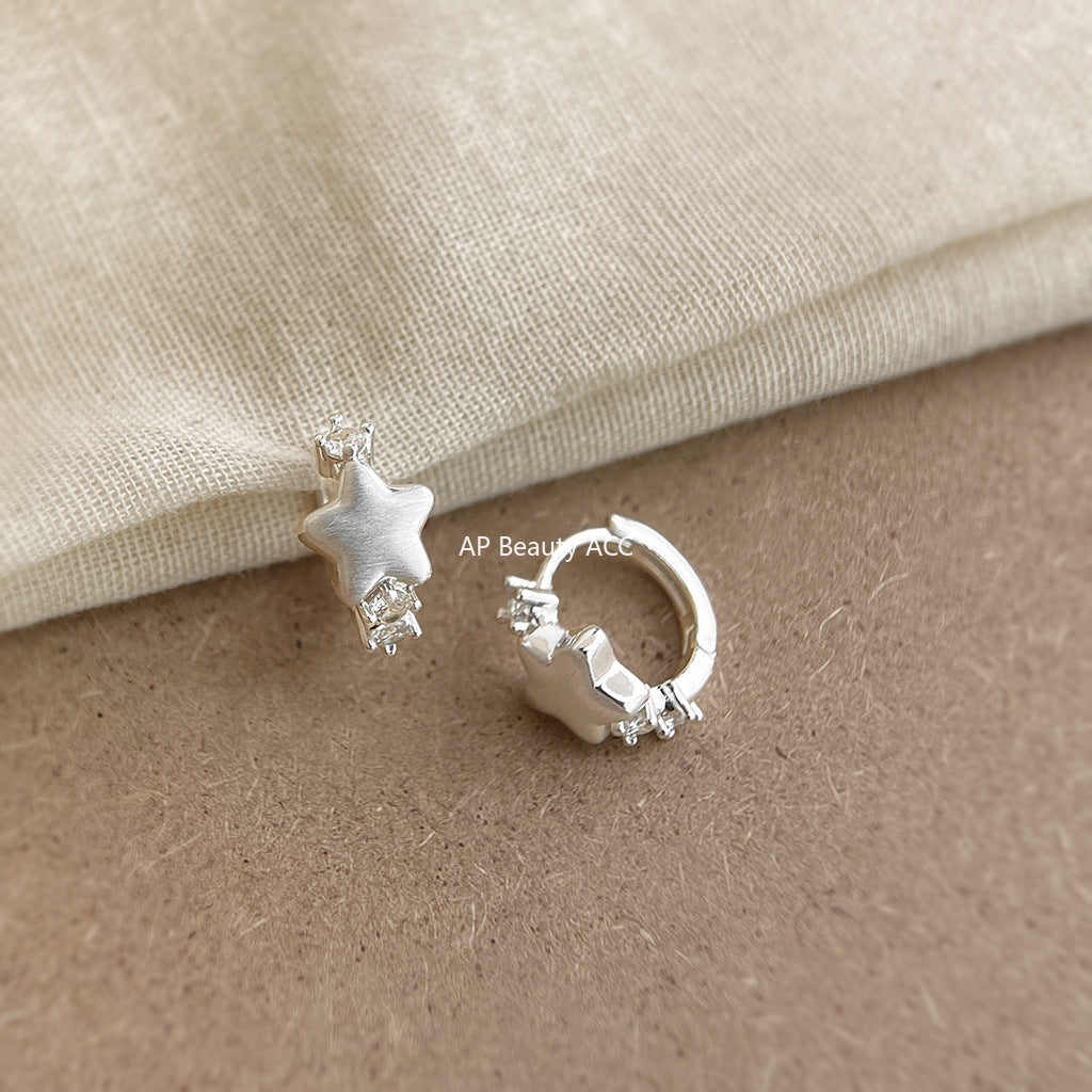 A廠-小爆款 拉絲微鑲鋯石耳環簡約輕奢風通勤高級感新款耳飾工廠耳環女「6927」25.10-3