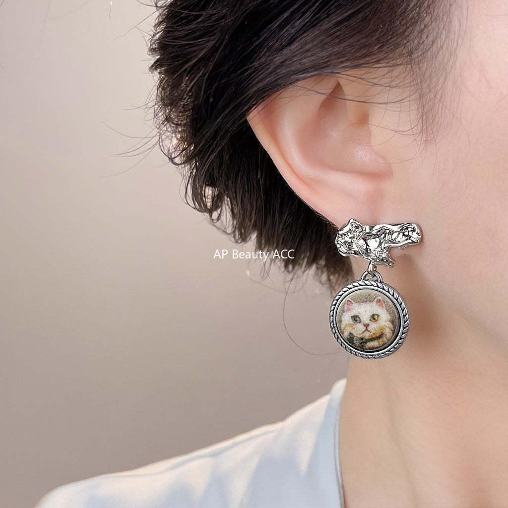 A廠-個性小眾設計手工設計感ins貓咪耳環女 新款買手店耳飾貨源批發「6974」25.10-5