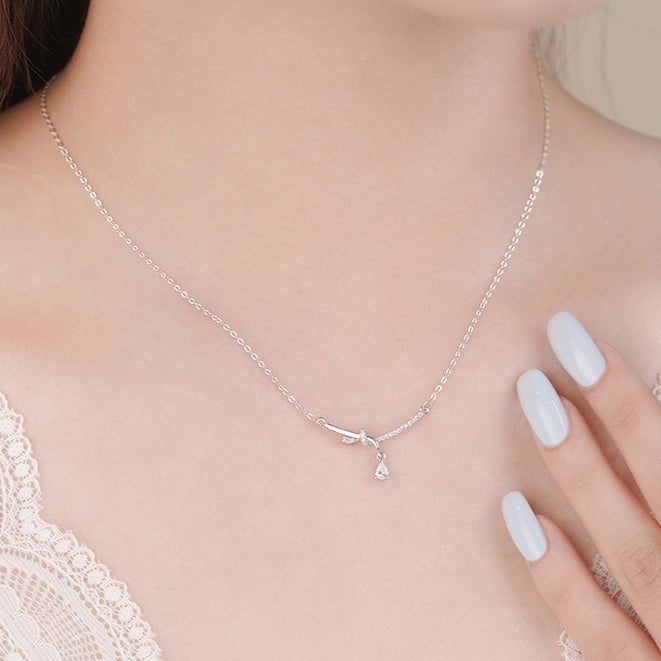 D廠-原創S999足銀流光緞語幾何繩結鋯石項鍊優雅時髦輕奢頸鍊「YC2498N_1」25.09-4