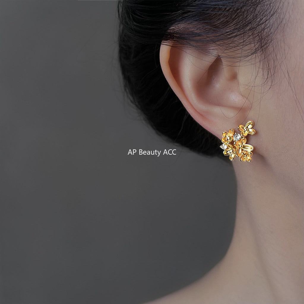 A廠-原創桂花系! 925銀針保色電鍍設計師款花朵耳飾新款耳環工廠 飾品「6932」25.10-3