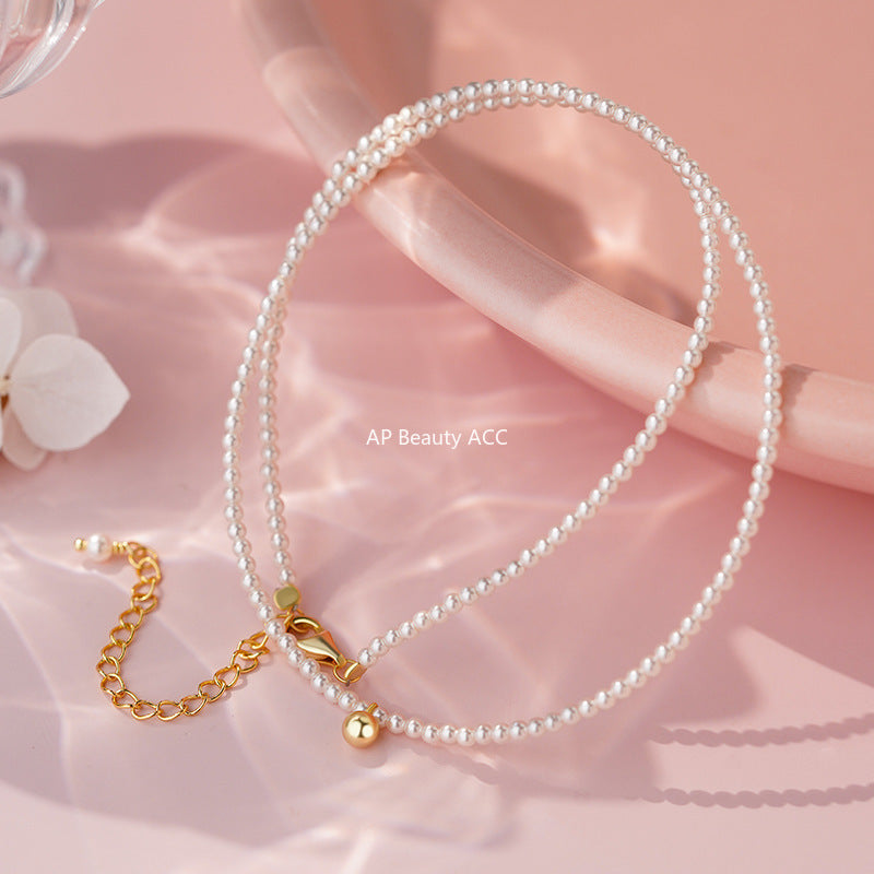 D廠-S925銀圓珠珍珠項鍊輕奢法式復古設計溫柔精美鎖骨鏈「YC4062N」25.10-2