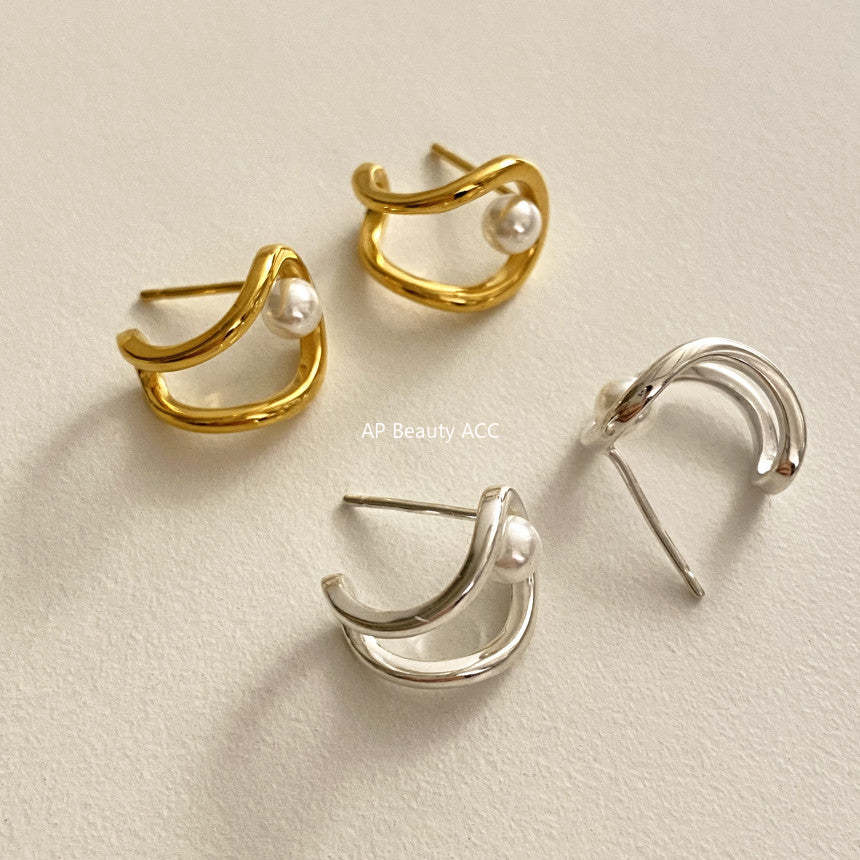 F廠-韓國韓版925純銀人造珍珠耳釘耳扣簡約氣質ins風耳釘「C1231」25.10-5