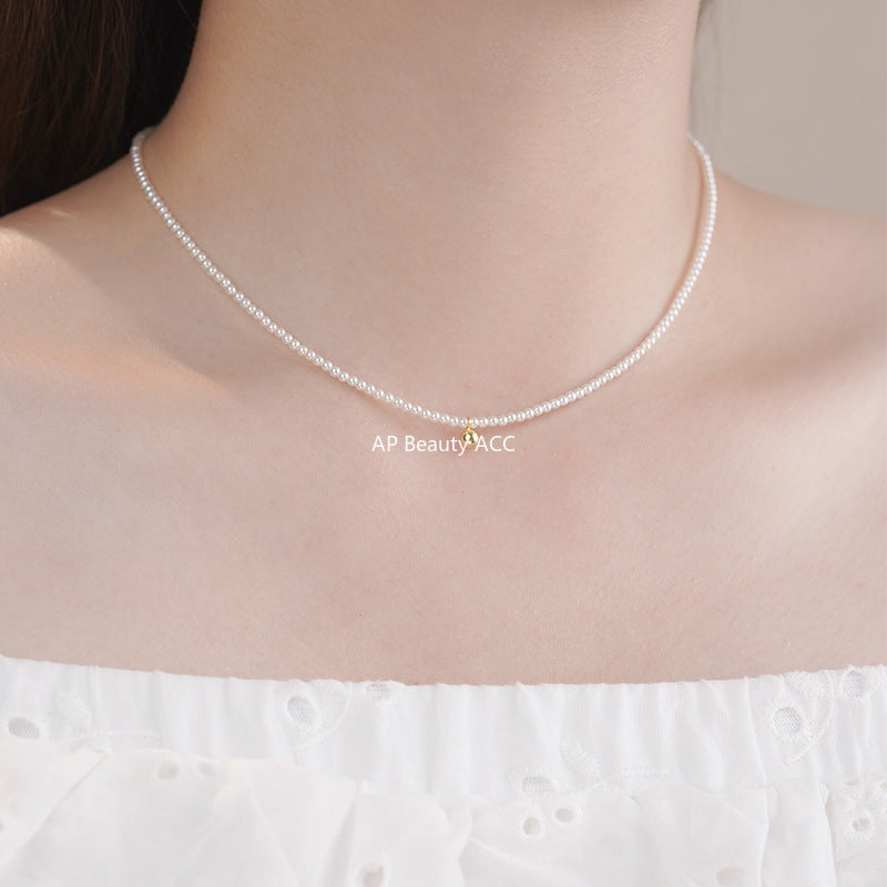 D廠-S925銀圓珠珍珠項鍊輕奢法式復古設計溫柔精美鎖骨鏈「YC4062N」25.10-2