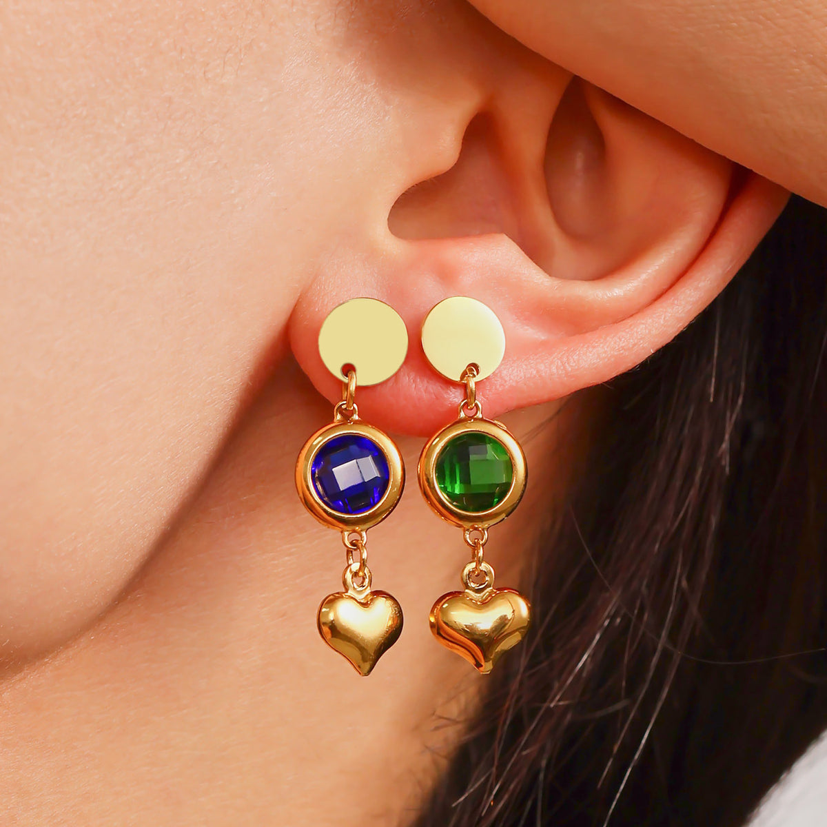 B廠-歐美新款捷克玻璃愛心流蘇耳環時尚氣質不鏽鋼18K真金耳飾「TXF284」25.06-3