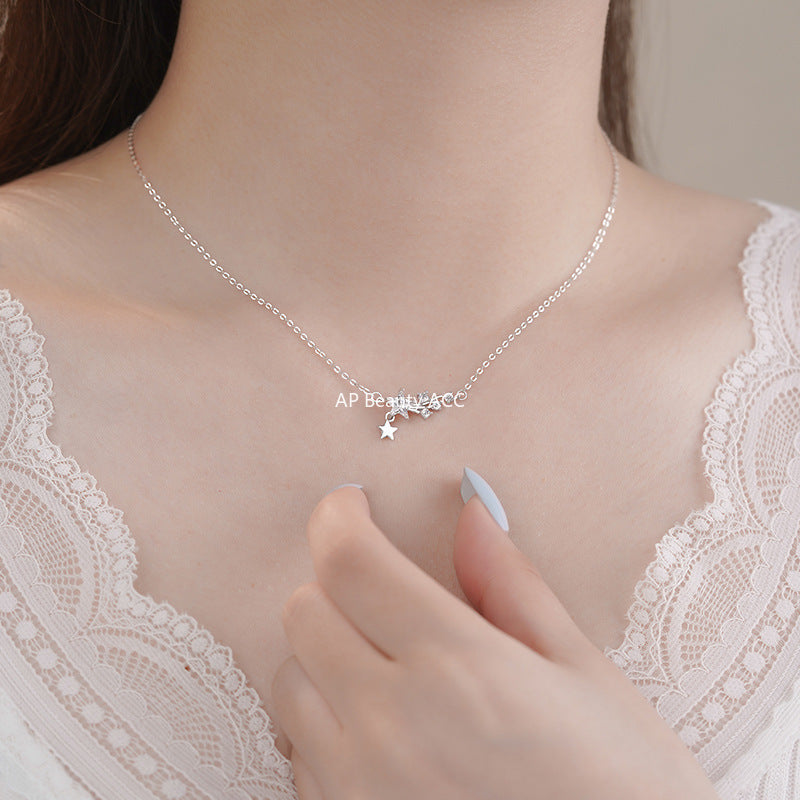 D廠-S999足銀流星項鍊新款微鑲浪漫甜美溫柔可愛送禮鎖骨鏈批發「YC3813N」25.10-2