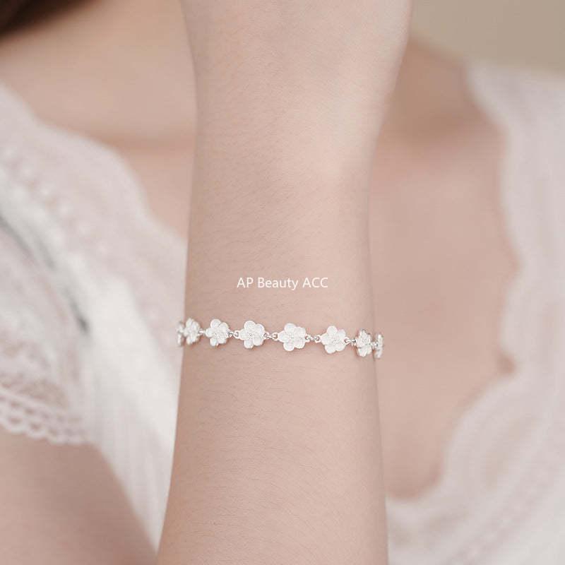 D廠-S999足銀花朵手鍊小清新設計感高級清新森系仙女精美手飾批發「YC4589SL_1」25.10-5