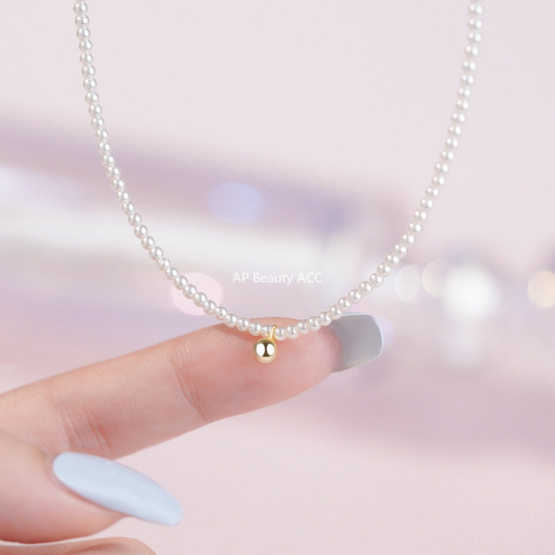 D廠-S925銀圓珠珍珠項鍊輕奢法式復古設計溫柔精美鎖骨鏈「YC4062N」25.10-2