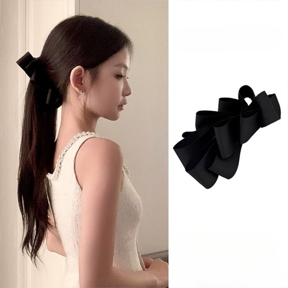E廠-復古緞面蝴蝶結香蕉夾髮卡後腦勺高馬尾扭扭竪夾髮抓高級感髮飾品「27397」25.08-5
