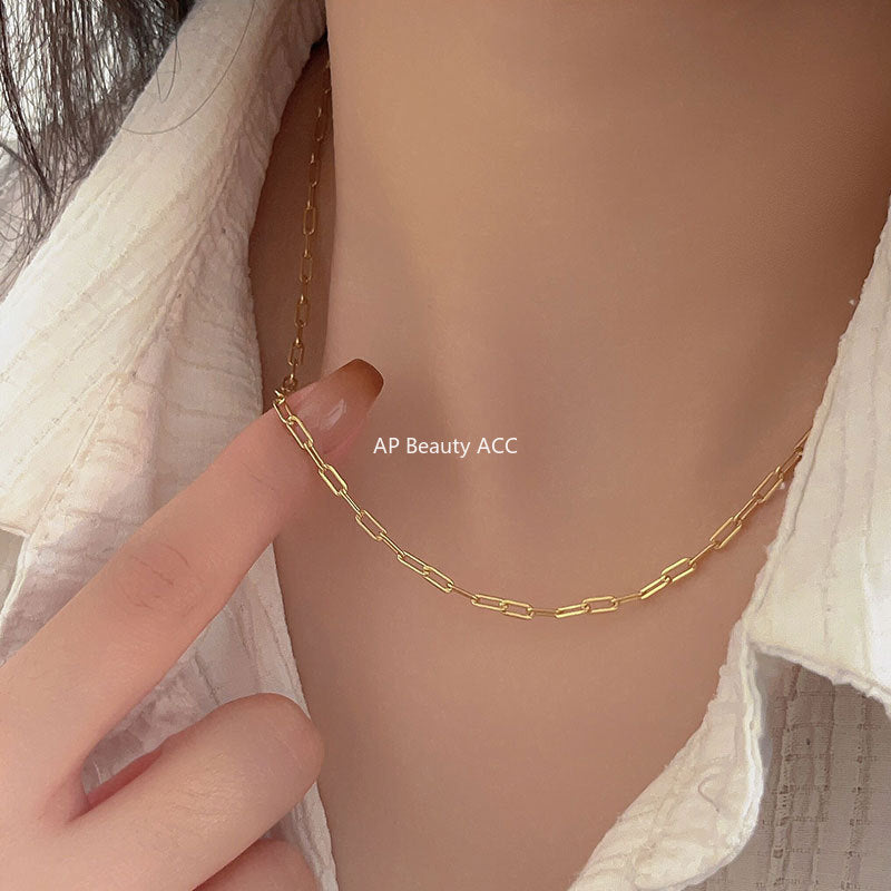 F廠-韓國韓版925純銀設計款鎖鏈重工choker項鍊短款脖鏈頸鏈飾「B567」25.10-1