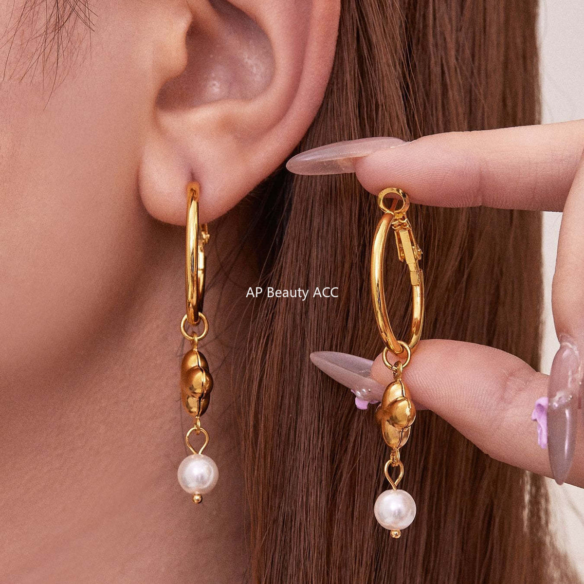 B廠-銅材質仿珍珠吊墜耳環歐美新款INS小眾設計百搭耳飾不掉色「F610」25.10-5