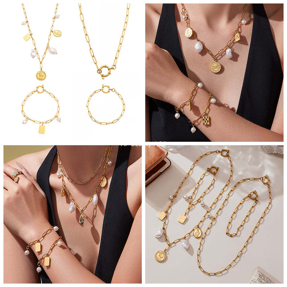 B廠-不鏽鋼異形膠珠圓牌女王DIY多配件珠寶扣手鍊項鍊飾品套裝「TXP456」25.10-5