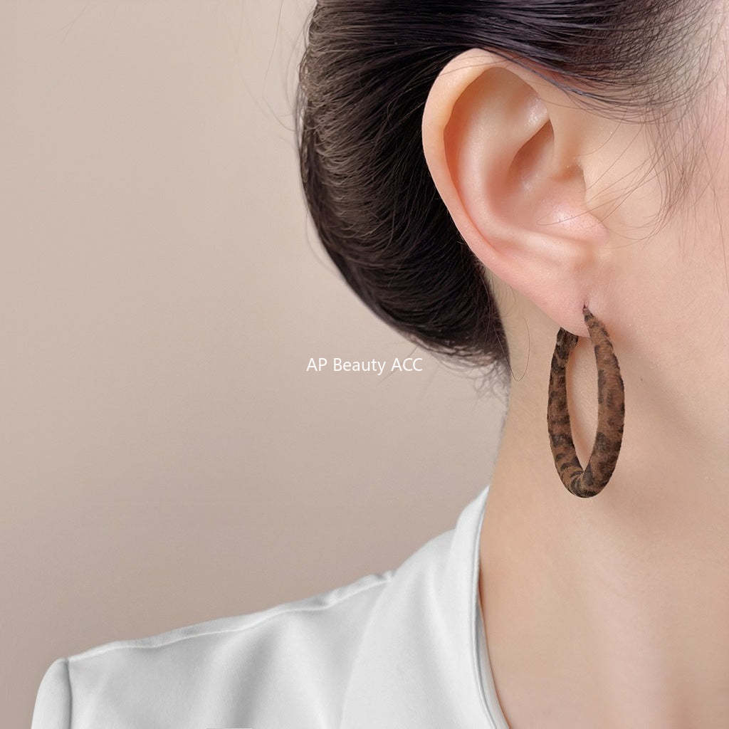 A廠-秋冬熱賣豹紋植絨誇張時尚歐美風幾何耳飾工廠 925銀針爆款耳環「6997-7000」25.10-5