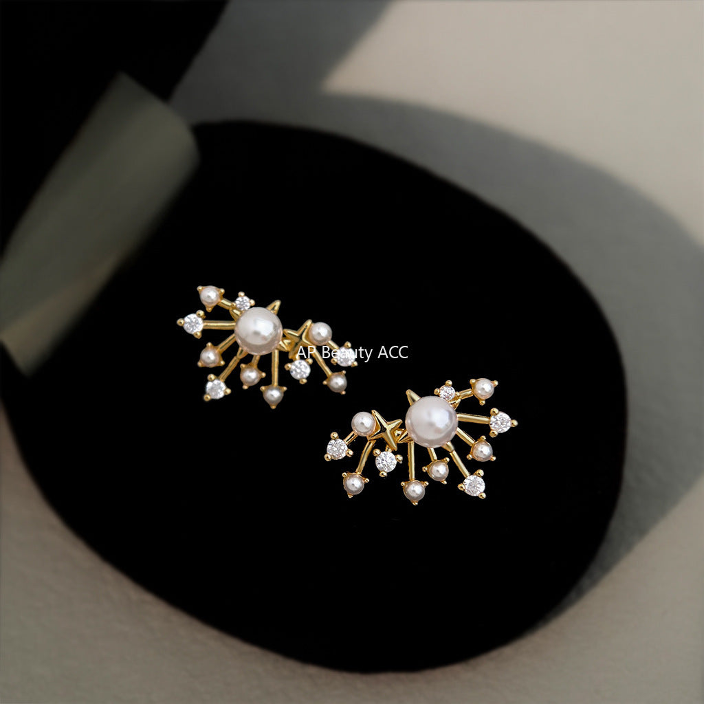 A廠-煙火鑲鋯石時尚高級感新款925銀針滿天星耳環女 氣質個性耳釘「6900」25.10-2