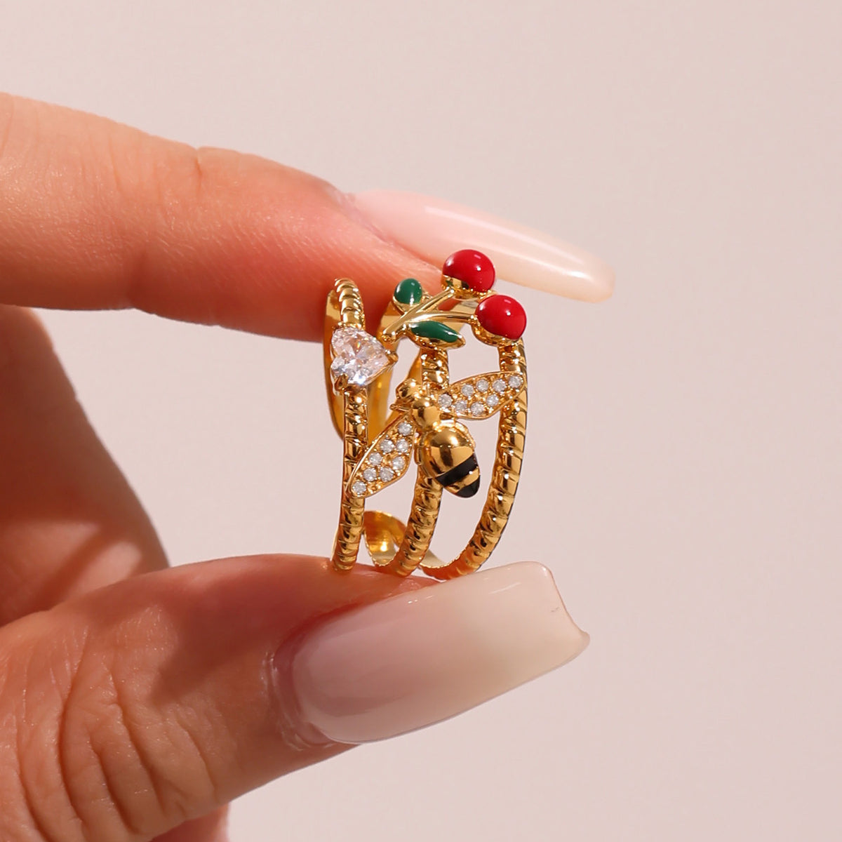 B廠-5A鋯石手工滴油指環百搭高級感手飾鈦鋼開口戒指ins不掉色「A756-A757」25.06-4