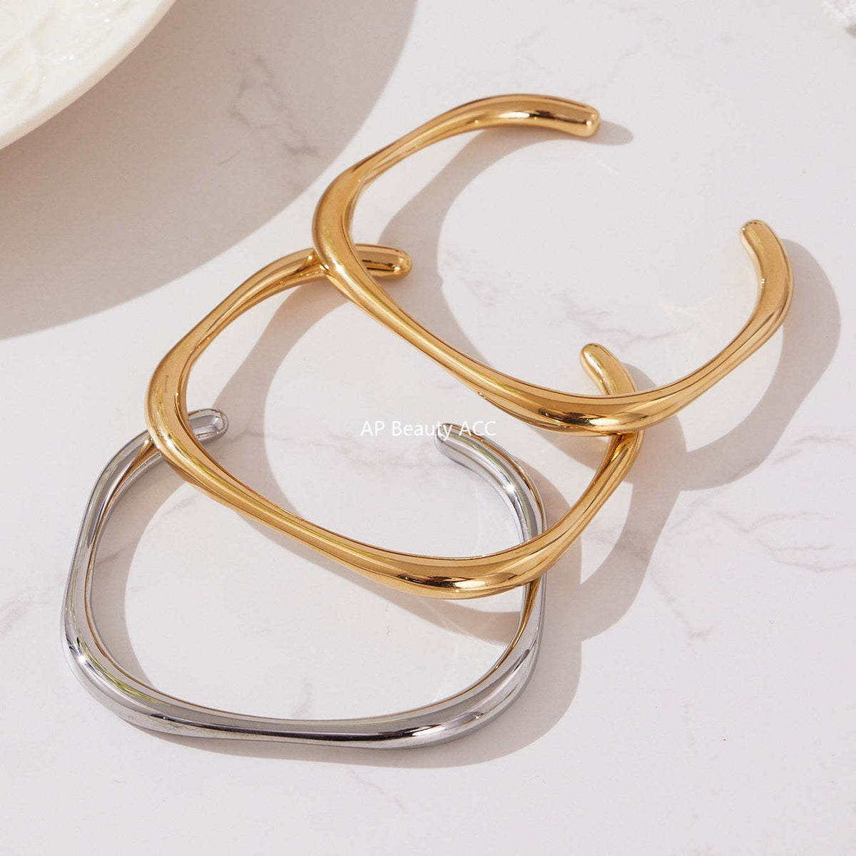 B廠-超閃5A鋯石五角星彈簧卡扣手鐲不鏽鋼材質鍍18k真金不掉色「Z500-Z501-Z502」25.10-5