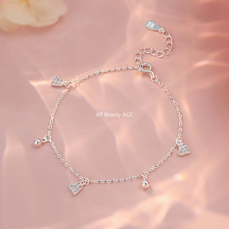 D廠-S999足銀簡約愛心圓珠手鍊精緻甜美疊戴韓風日常通勤手飾批發「YC4225SL_1」25.10-4