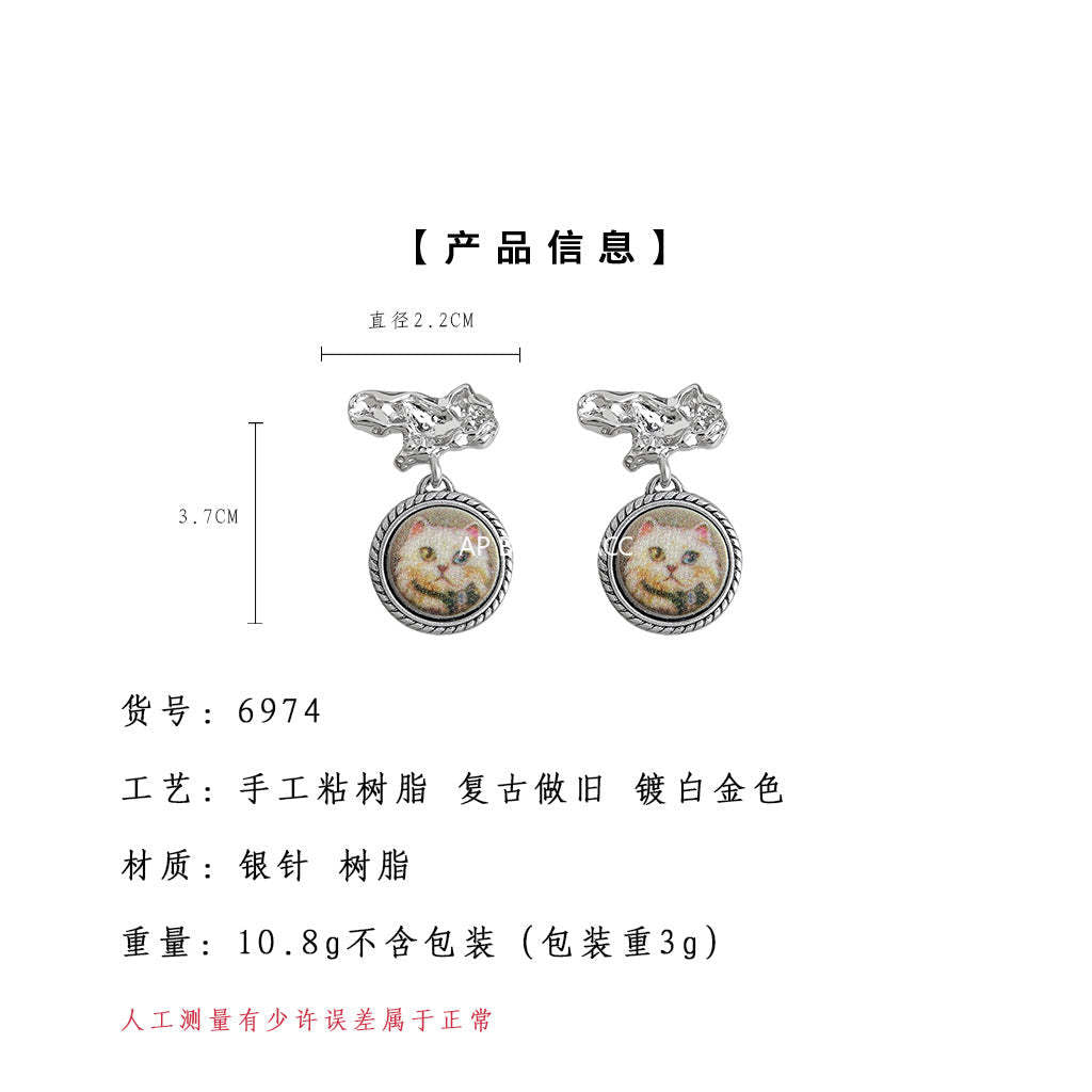 A廠-個性小眾設計手工設計感ins貓咪耳環女 新款買手店耳飾貨源批發「6974」25.10-5