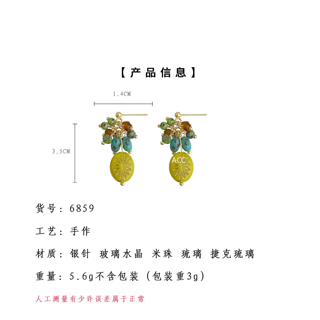 A廠-原創設計 琉璃流蘇秋冬熱賣暢銷新款耳飾耳環女「6859」25.10-1