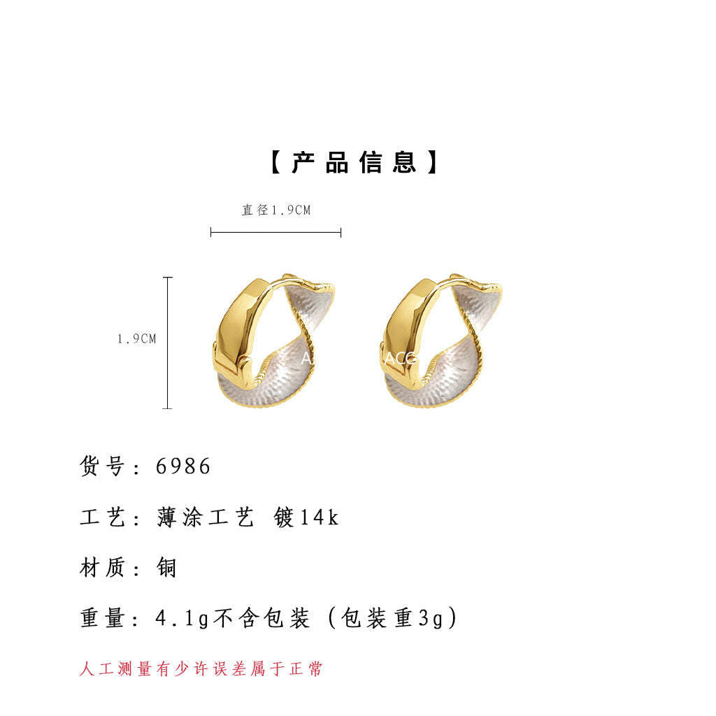 A廠-時尚高級感幾何扭曲空間感手工彩繪百搭通勤新款耳飾工廠耳環飾品「6986」25.10-5