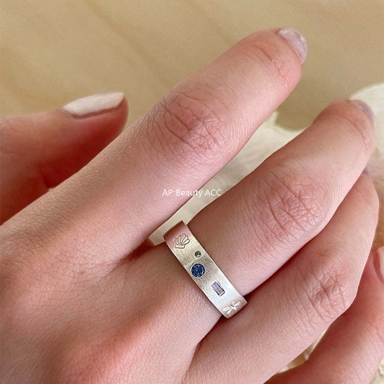 C廠-925純銀ins度假風海螺貝殼戒指女簡約精緻百搭高級感拉絲食指戒「JZ-0714」25.10-5