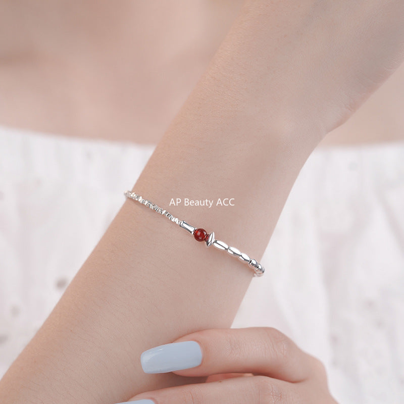 D廠-S925純銀瑪瑙碎銀子手鍊極簡風個性獨特高級感中式手飾批發「YC4706SL_1」25.10-2