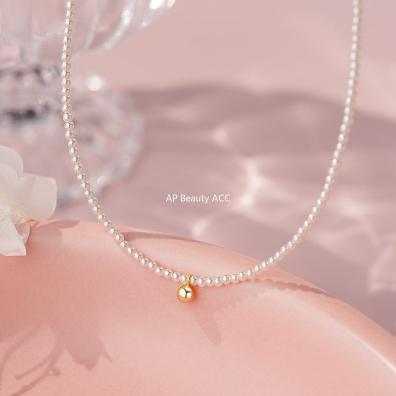 D廠-S925銀圓珠珍珠項鍊輕奢法式復古設計溫柔精美鎖骨鏈「YC4062N」25.10-2