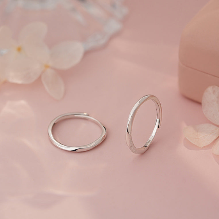 D廠-S999足銀S925純銀光面釘砂戒指簡約幾何高級小眾情侶對戒「YC4443R_1」25.04-4