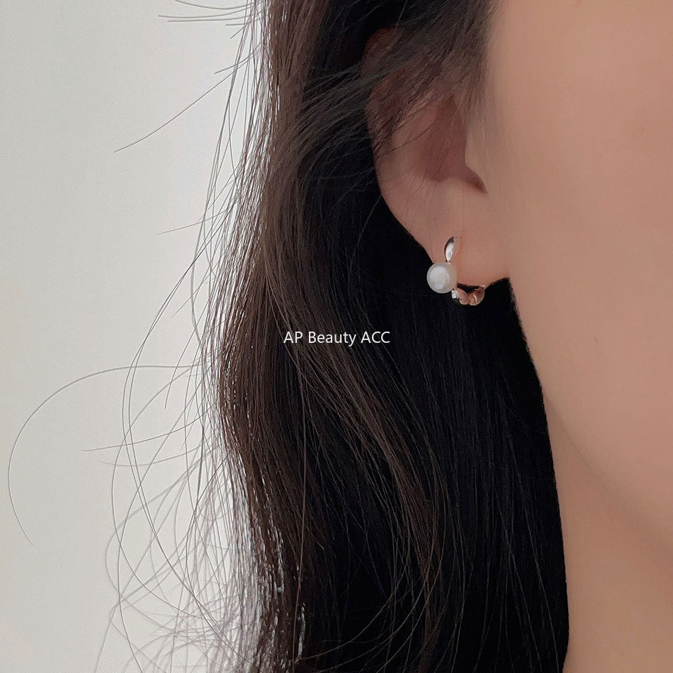 F廠-韓國韓版925純銀珍珠橄欖耳釘耳環簡約氣質百搭ins風耳釘「C1242」25.10-2
