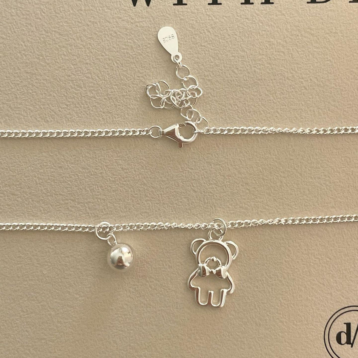 F廠-韓國韓版925純銀小熊項鍊簡約氣質ins網紅小紅書項鍊「B1341」25.03-2