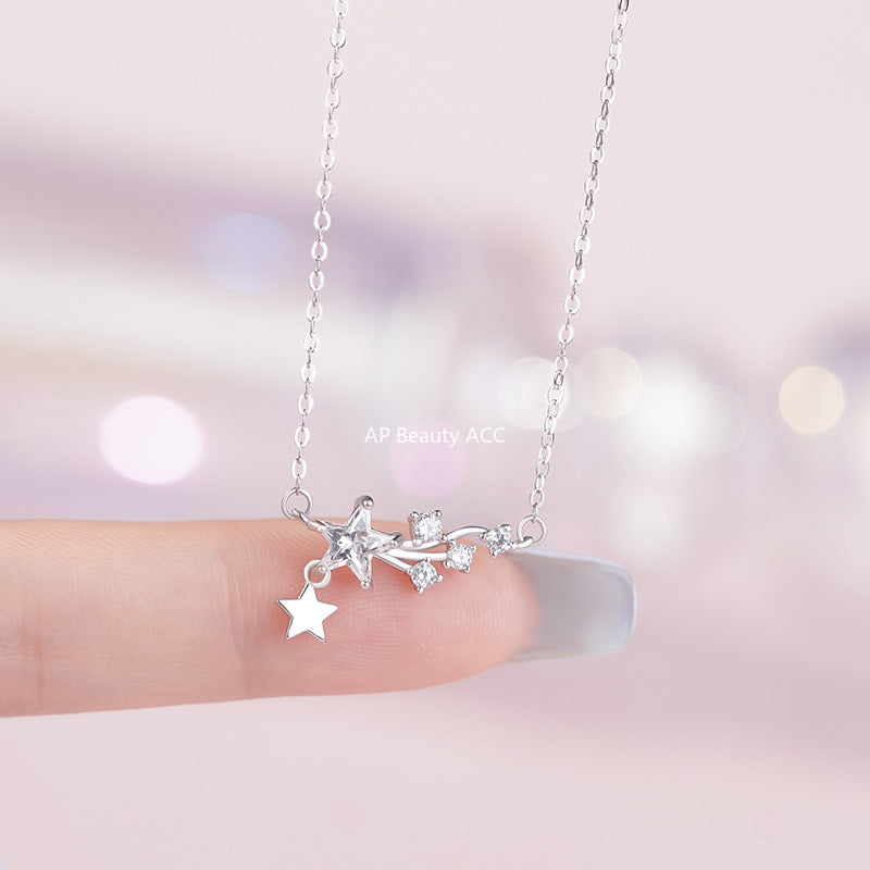 D廠-S999足銀流星項鍊新款微鑲浪漫甜美溫柔可愛送禮鎖骨鏈批發「YC3813N」25.10-2