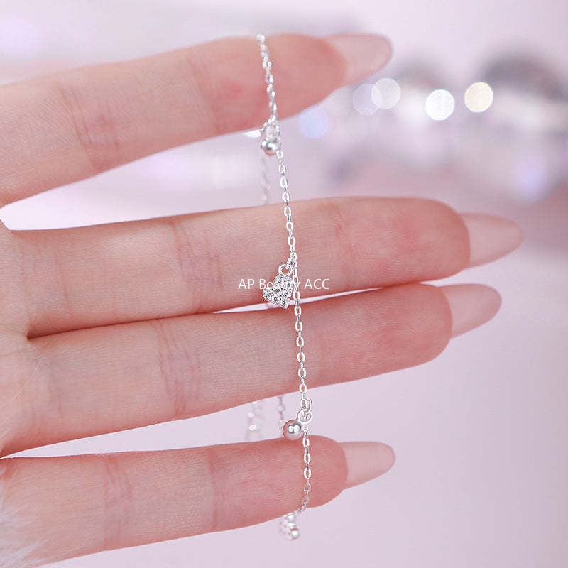 D廠-S999足銀簡約愛心圓珠手鍊精緻甜美疊戴韓風日常通勤手飾批發「YC4225SL_1」25.10-4