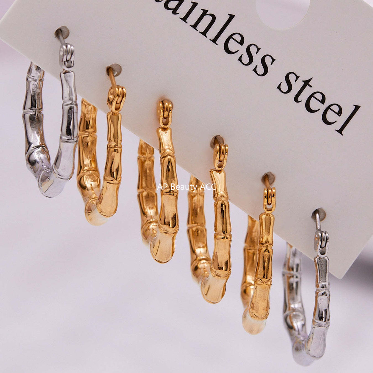 B廠-不鏽鋼幾何竹節U型耳環ins小眾設計耳飾鍍18k真金珠寶首飾「F622」25.10-5