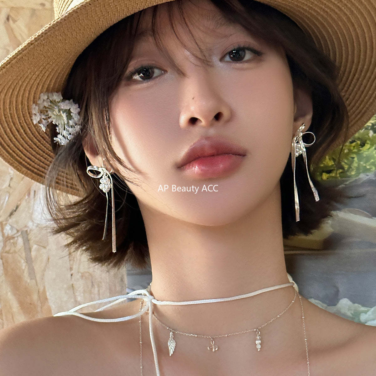 C廠-小清新絕美珍珠花朵耳釘女甜美百搭高級感蝴蝶結流蘇耳環精緻耳飾「EH-4139」25.10-5