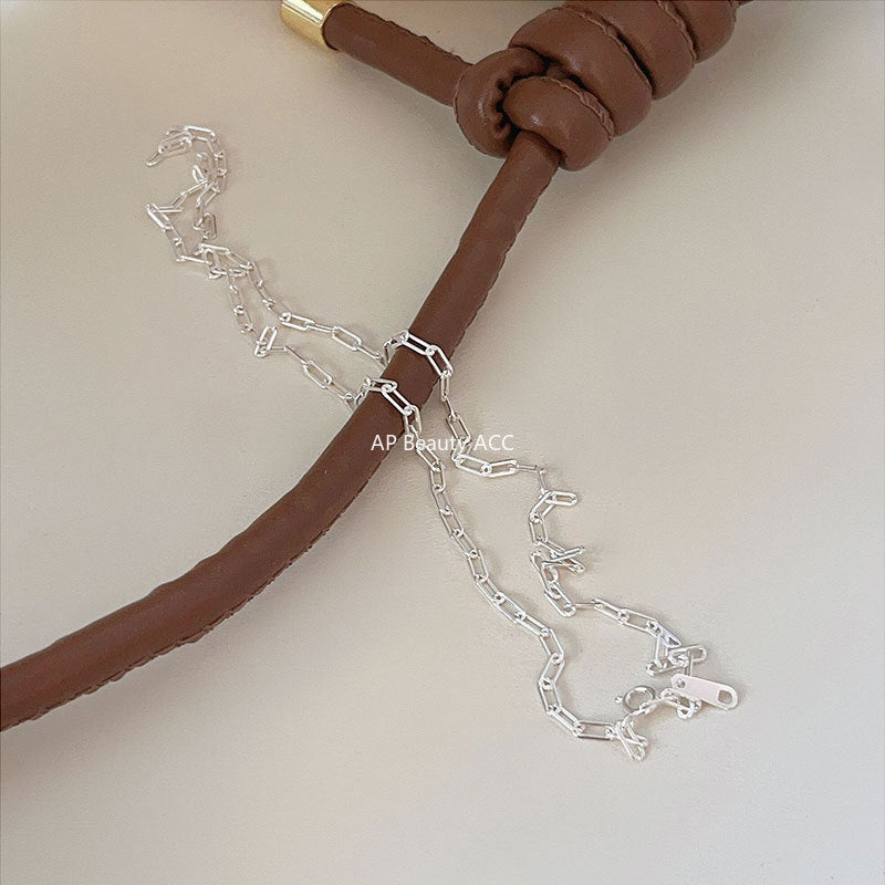 F廠-韓國韓版925純銀設計款鎖鏈重工choker項鍊短款脖鏈頸鏈飾「B567」25.10-1