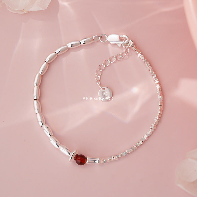 D廠-S925純銀瑪瑙碎銀子手鍊極簡風個性獨特高級感中式手飾批發「YC4706SL_1」25.10-2