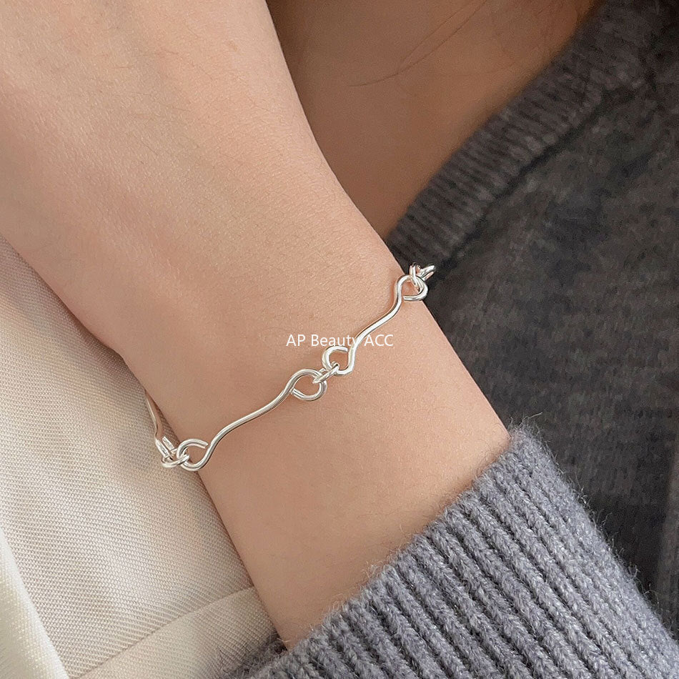 F廠-韓國韓版925純銀相扣手鍊簡約時尚百搭ins風幾何手鍊「A364」25.10-2